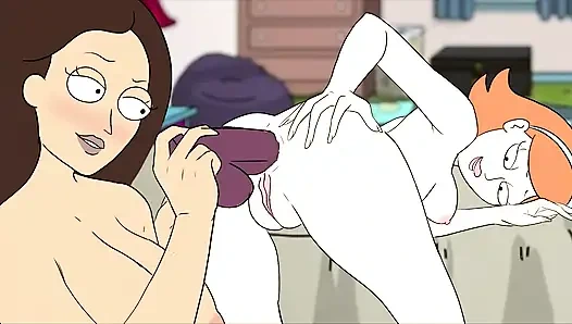 Бет Смит и Space Beth Dominate Jessica — сборник Rick And Morty Lesbian с Strap-On и Squirt