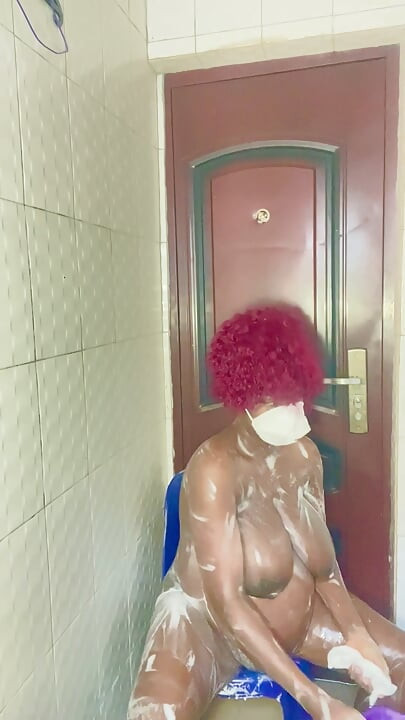Pregnant woman having her bath