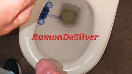 Master Ramon pisses restaurant toilet full, lick it on slave!