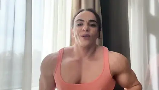 Brunette bodybuilder is built like a machine
