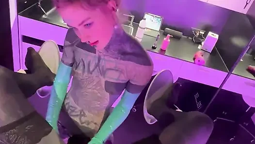 Tattooed Girl Pegs Boyfriend's Ass - Tied Balls & Deep Fingering