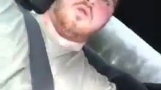 Lad cums while driving, hits himself in the face