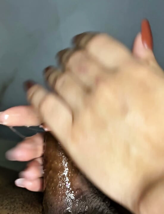 Jerking off to my husband until he cums on my chest