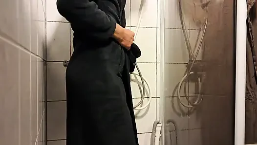 Swinging my cock around and cumming on shower wall.