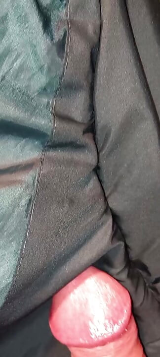 7 Golden showers and 1 cumshot on her puffercoat