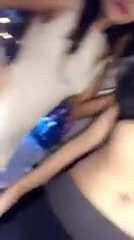 Chick strips her top and dances in bra during the party.mp4