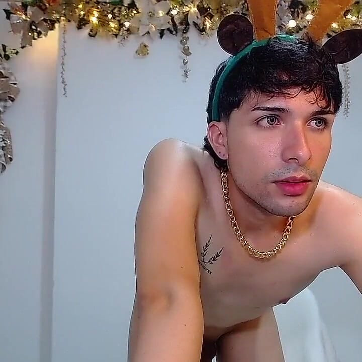 Bucaramanga Colombia Christmas Reindeer Takes Out His Huge Cock and Masturbates Until He Gets All the Cum Cum