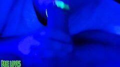 Neon lips blowjob denied cum in mouth