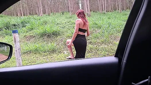 Flash dick ke seorang gadis di dalam mobil!