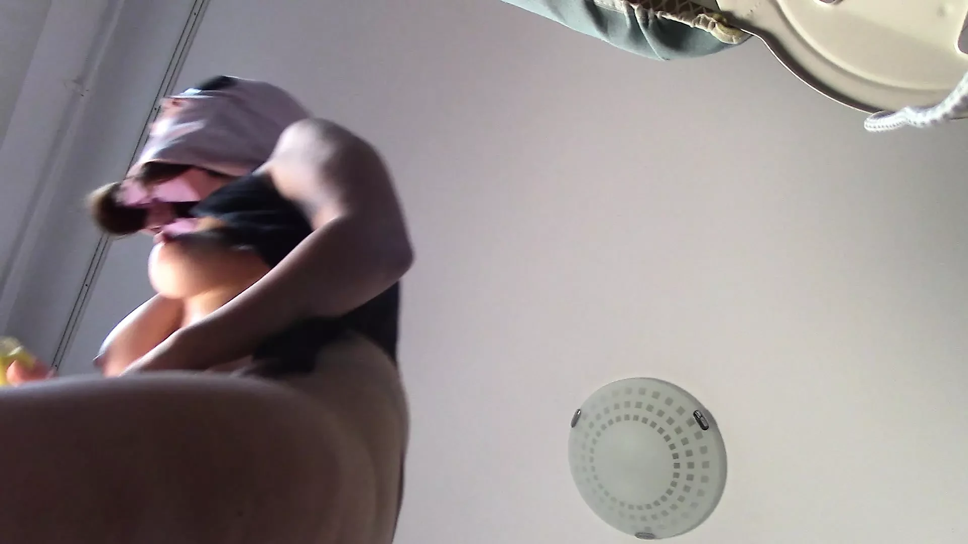 Sexy wife doing housework naked. Brunette, hairy pussy, big ass, big tits.