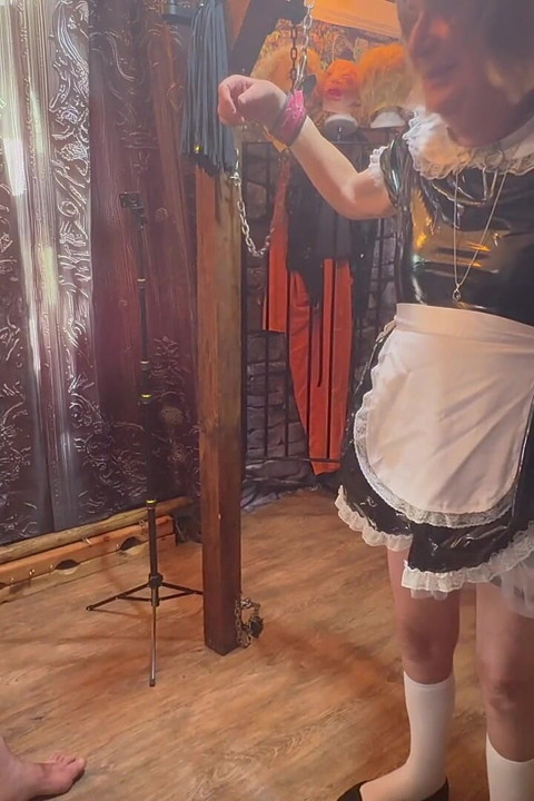 Part 5:- Domina Satana Takes Booboo and Maid Jayne in the Dungeon Before He Goes to Wales.
