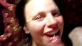 girlfriend enjoys facefuck and facial