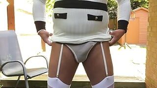 Amateur crossdresser Kellycd2022 sexy milf in white stockings