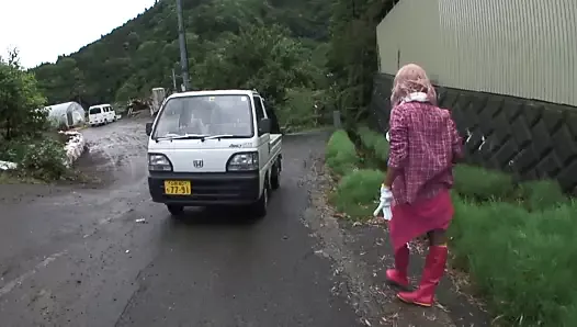 No way! She runs away from work and lets strangers bang her hairy Japanese cunt!