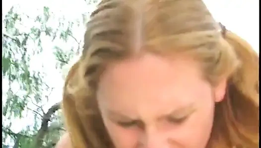 Short-haired fellow penetrates juicy blonde peacherino on the lawn