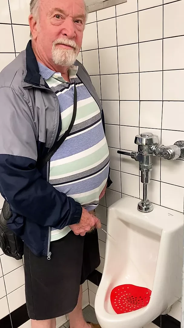 Peeing in public restroom