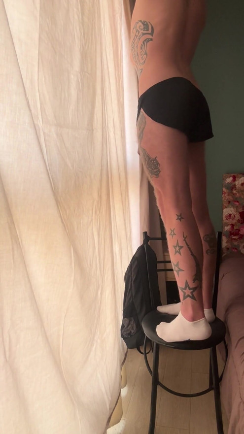 Dick slips out of sports nylon shorts | Clip 1