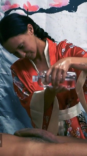 Captivating moment from "Erotic oil massage with lot of kissing passionate sex with huge cumshot inside mouth with swallow"