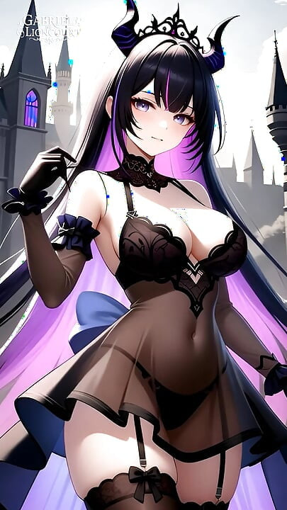 Hentai gothic girls with dyed hair showing off their big tits