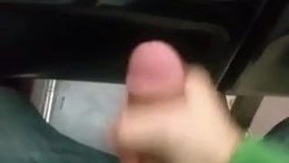 Public jerkoff in train and cumshot