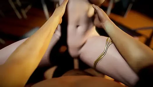 Sexy Blonde Elf Spreads Her Legs and Has Rough Sex on the Floor