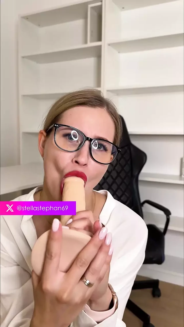 Sexy secretary flirts and masturbates in front of you