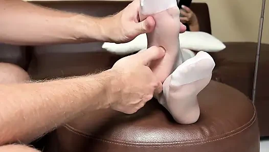 Nylon Foot Massage Pantyhose Mistress