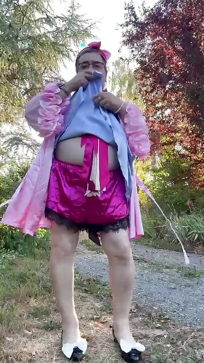 Dressed in a nightgown and robe for a morning