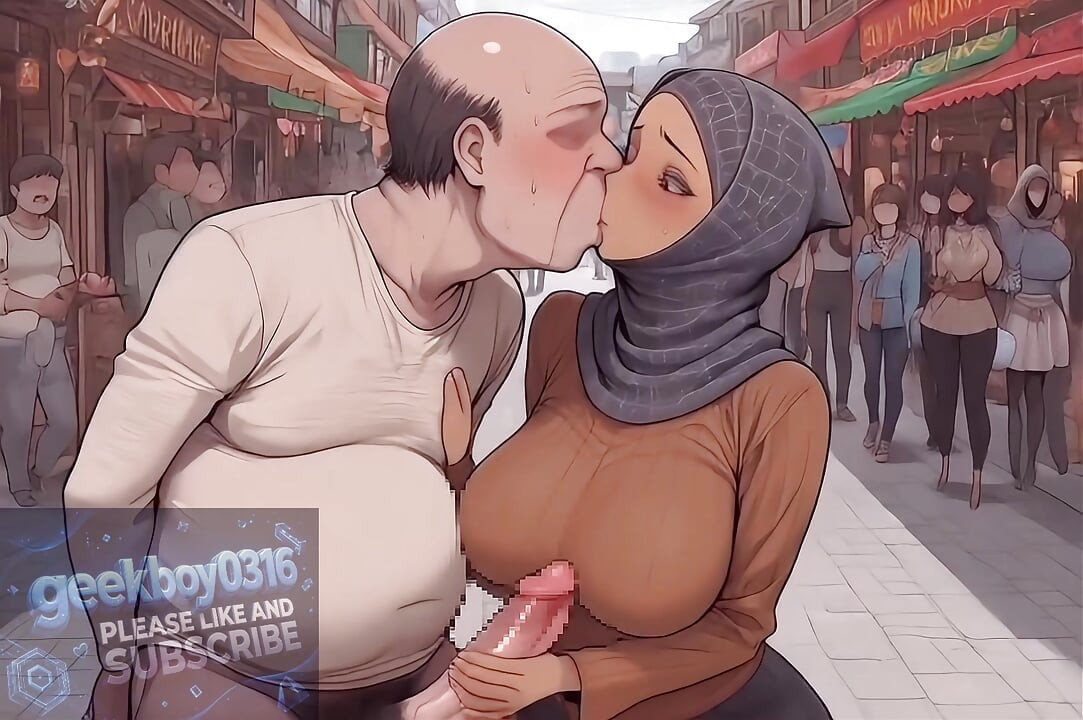 Malaysian hijab girl at street market with big breasts and big butt - ugly man, kiss, sex - hentai ai video