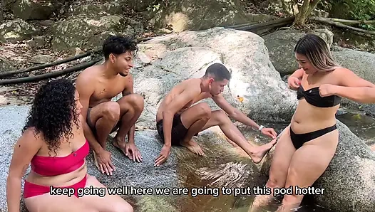 My best friend and I fuck two sluts in a forest - huge cumshot in the face