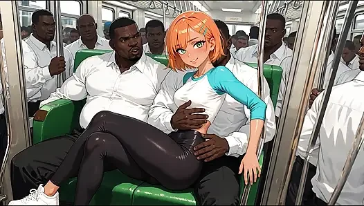 Subway Sex in a Train Car 5 on 1 with a Redheaded Beauty and Quadruple Anal Penetration - AI GENERATION Anal