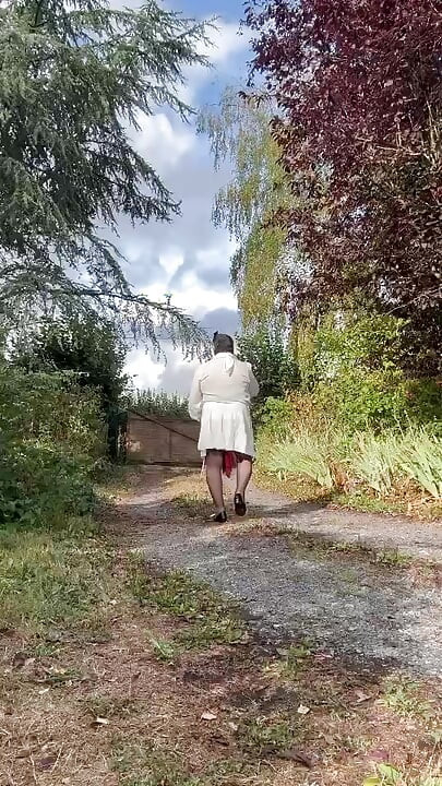 Dressed up with a little white dress for an evening