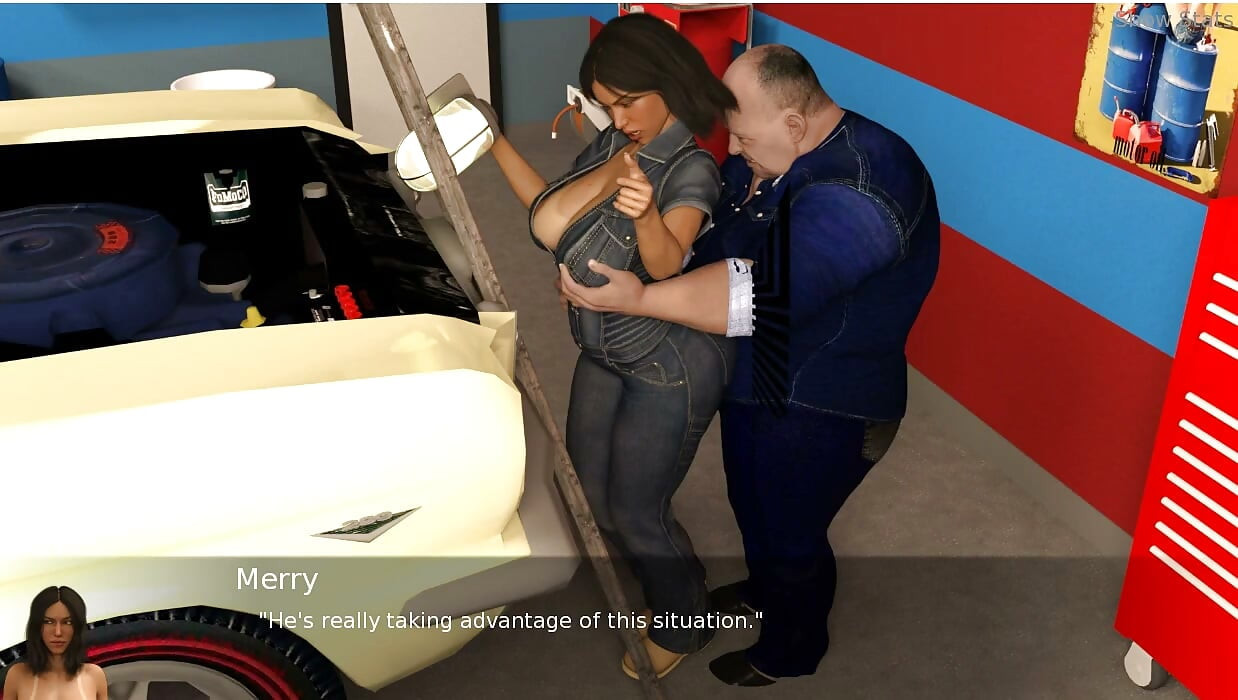 Project Hotwife - Gameplay - Roleplay - No Sex- Just Teasing - Merry Wearing Car Mechanic Dress and Teases Mechanic