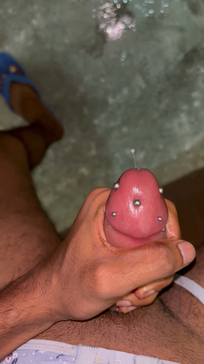 Masturbation with my beautiful pierced and cut cock | Clip 2