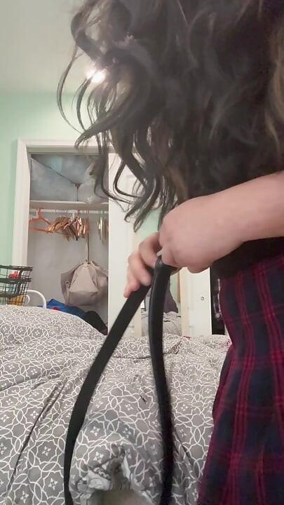 Sissy dressed up belting