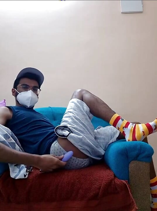 Desi handsome indian webcam anal toy fucks the piss out of him uncontrollably pissing in underwear and cumshot bottomless naked