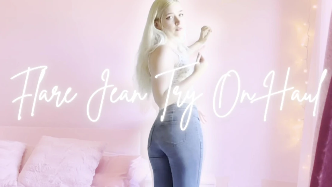 trying on jeans