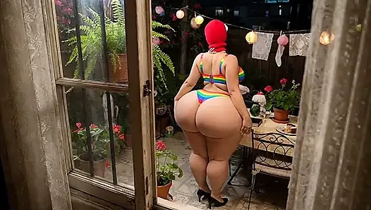 Big Ass Schoolgirl in Uniform Spied in the Backyard