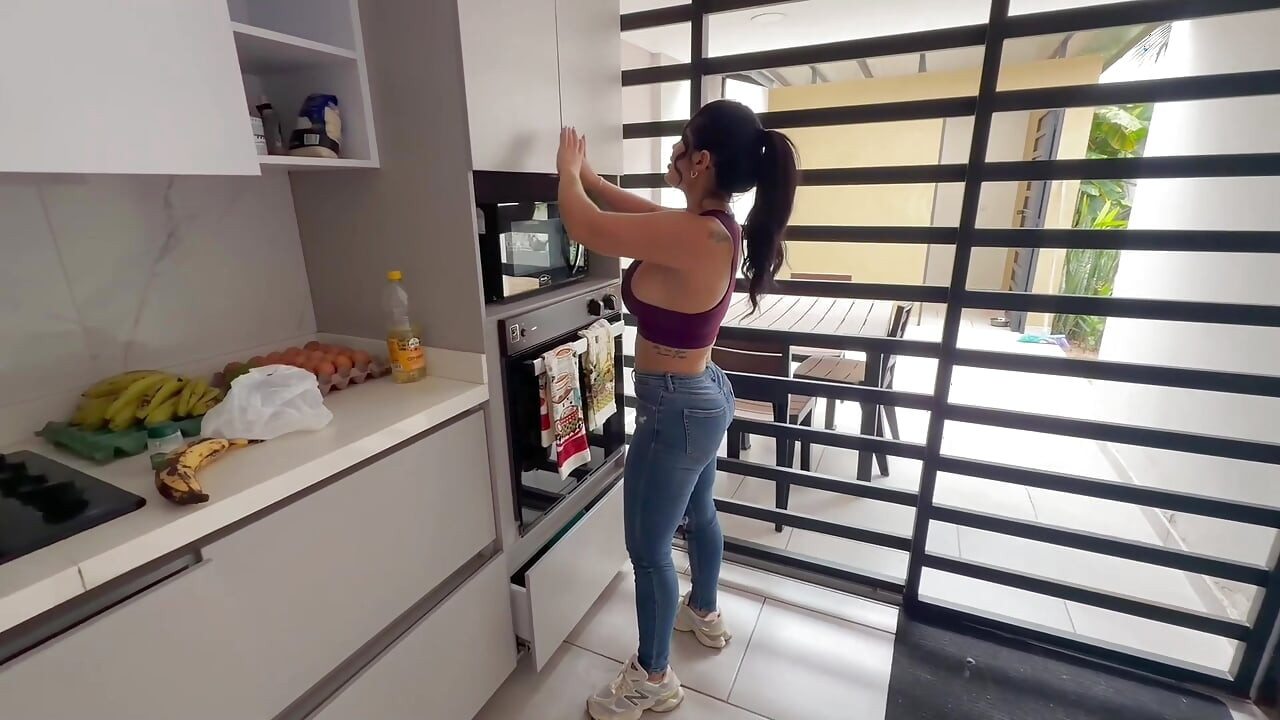 Maid gets fucked by her boss in the kitchen while her boss's cuckold returns home