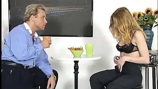 Teen blonde doing casting