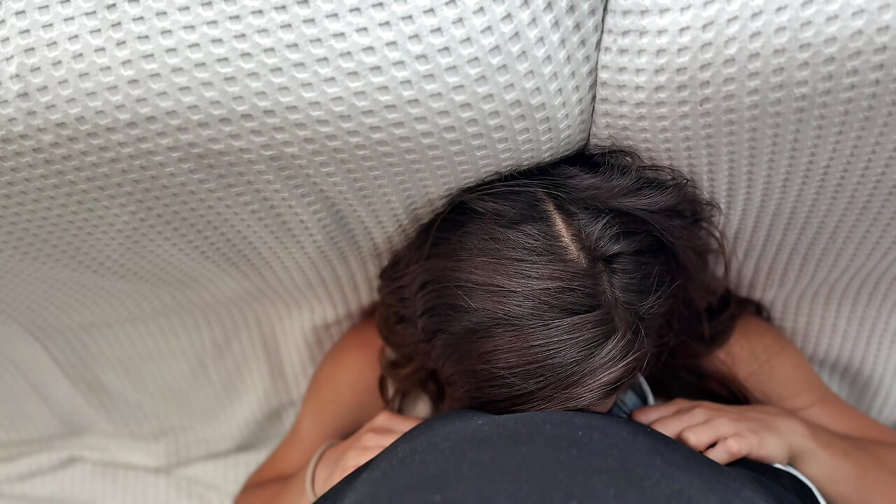 Intense Deepthroat Gagging Blowjob on the Sofa