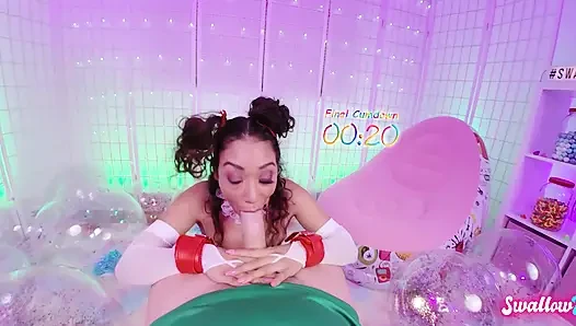 Сладкая латинская девушка Sarah Lace делает лучшую грязную глубокую глотку