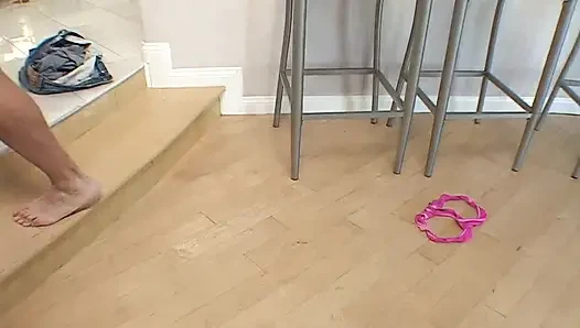 Blonde gets two massive cocks thrusting her tight holes