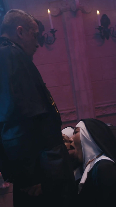 Time Stop Threesome Sex - Horny Priest Dominates Frozen Nuns