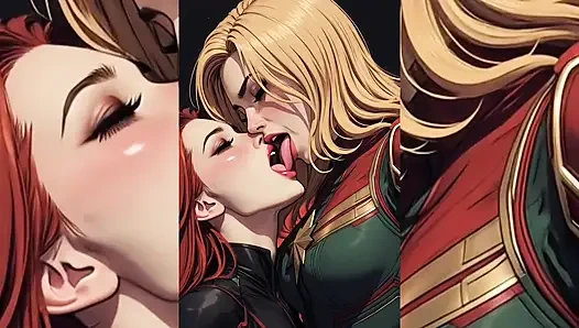 Yapay zekalı lezbiyen süper sürtükler - dil öpüşen grup seks