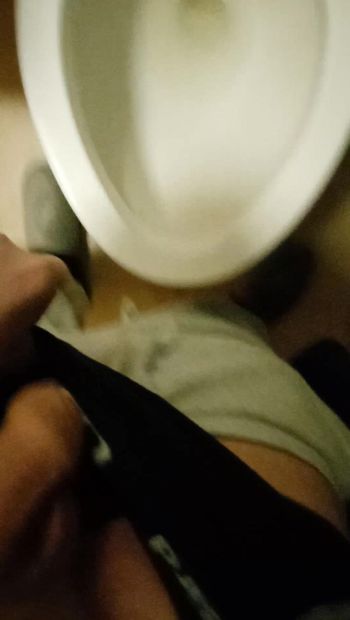Pissing in a public toilet, uncutted cock. #13
