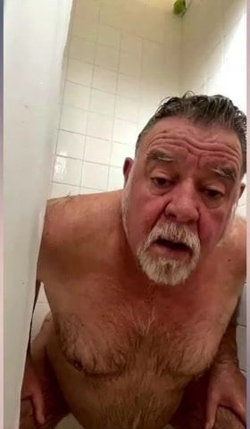 Grandpa takes a shower