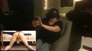 Granny reacts to shemale cumshot