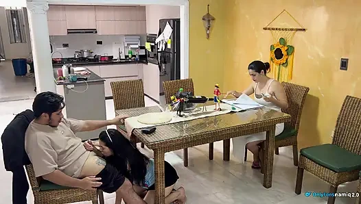 I fucked my girlfriend's daughter in front of her and she didn't notice!