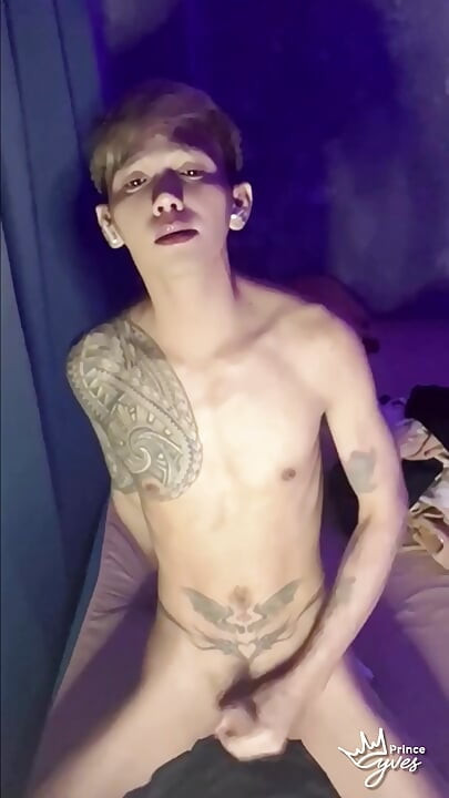 Filipino Inked Horny Twink Teasing and Masturbating Until He Cums